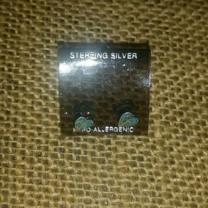 Turquoise earrings sterling sliver new on card 925